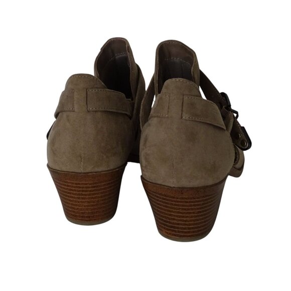 Time And Tru Women Tan Faux Suede Ankle Bootie Memory Foam Women Size 11 - Picture 4 of 10